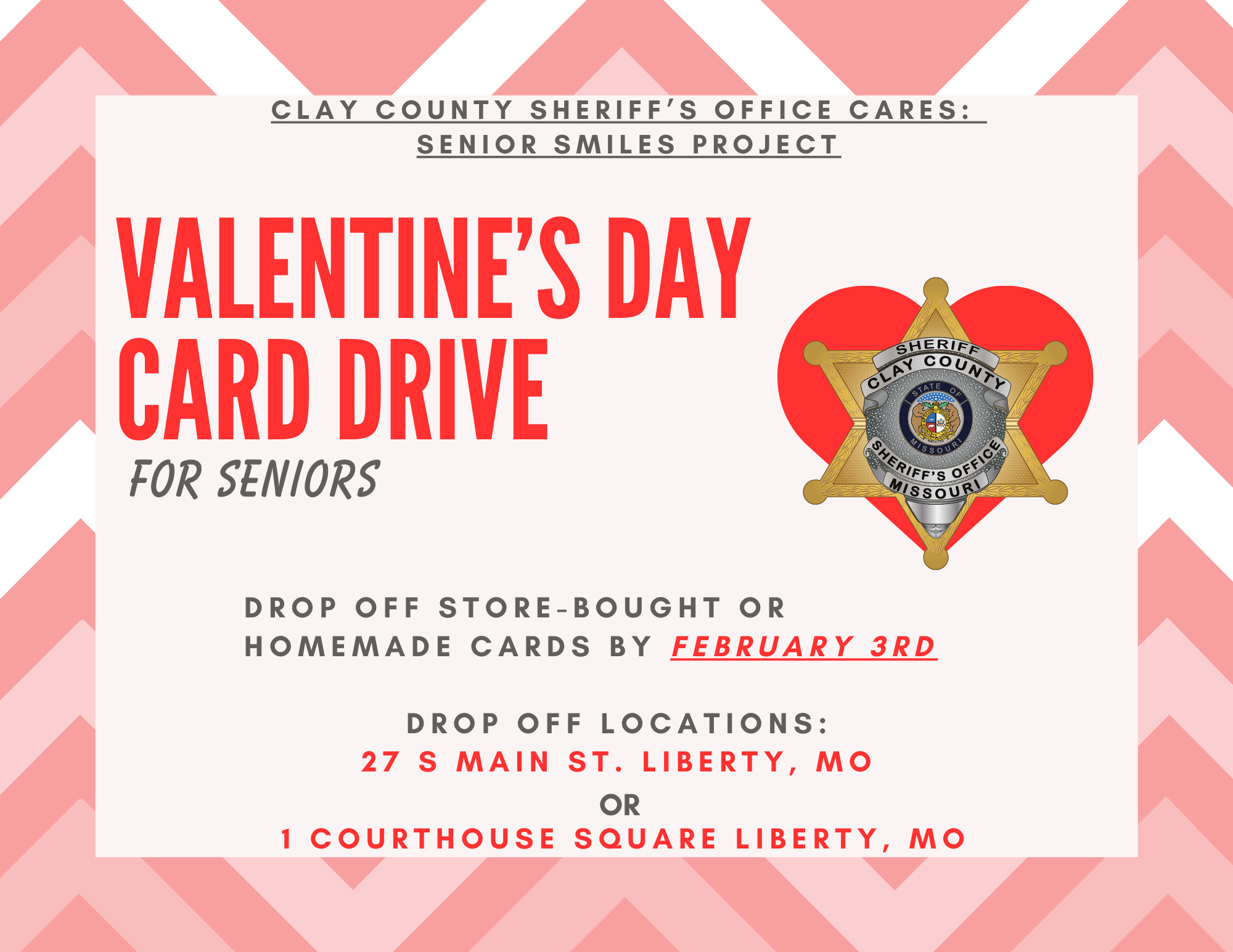 Sheriff's Office collecting Valentine's Day cards for seniors